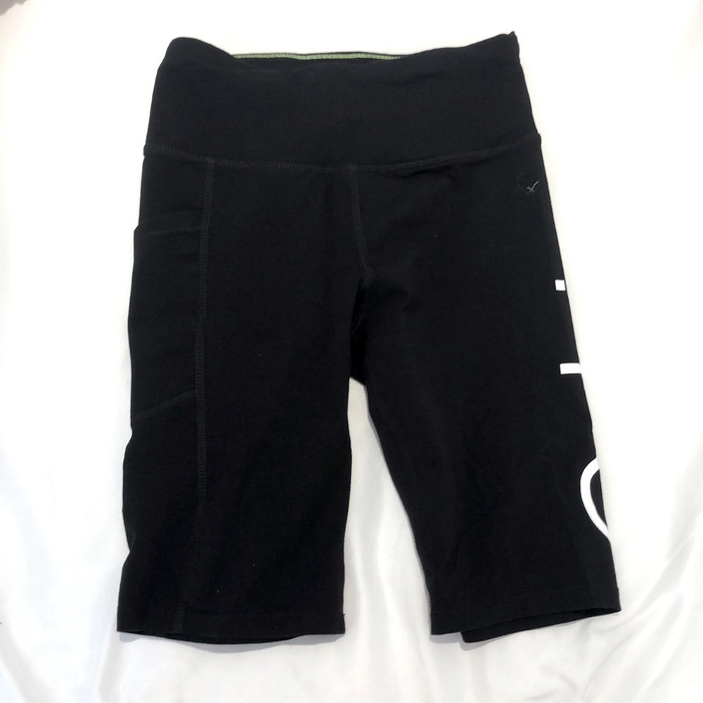 These are black biker shorts. These are perfect for for running or working out!